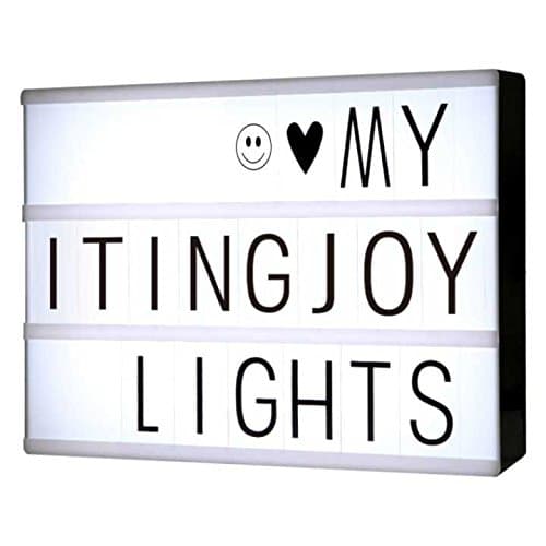 LED Light Up Box DIY Letters, ITingjoy Cinema Box A4 with 90 Black Letters and Symbols Customizable for Decoration Room/Party/Wedding/Birthday/Family/Shop