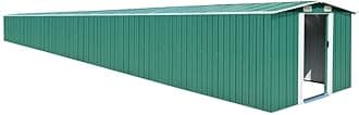 FAMIROSA Garden Storage Shed with Vents Galvanized Steel Double Sliding Doors Outdoor Wood Storage Shed Patio Lawn Care Equipment Pool Supplies Organizer Green 101.2"x389.8"x71.3"
