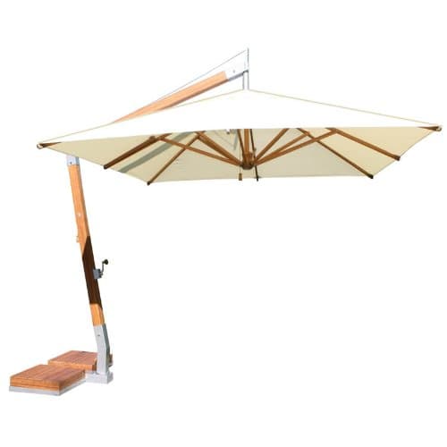 Side Wind 10' Square Bamboo Cantilever Umbrella - Ecru Canopy