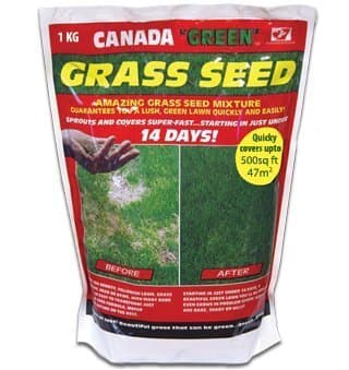 Canada Green Grass Seed 2KG. Coverage up to 94 Sq Metres / 1000 Sq Ft