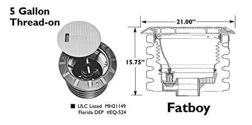 A1004-011 Spill Containment-Slimline 5 gal NPT, Not Replaceable, Poly Bellows, Cast Iron Lid, No Drain