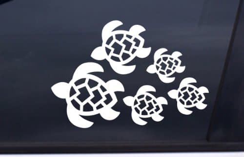 TURTLES SWIMMING Sticker 7.3"x5" WHITE