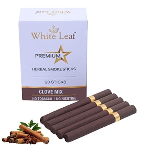 White Leaf Tobacco & Nicotine-Free Premium Herbal Cigarette Clove Flavour for, Pack of 1(20 Sticks)
