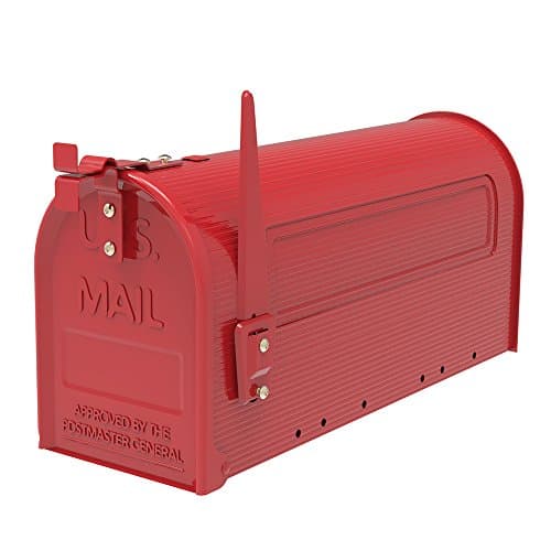 Antique Large Capacity Galvanized Steel Red, Post-Mount Mailbox (7.09 x 8.66 x 18.90)"