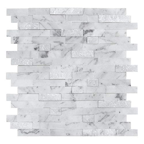 Peel and Stick Classic Linear Grey White Stone Mosaic Tile Kitchen Backsplash Bathroom MTO0213