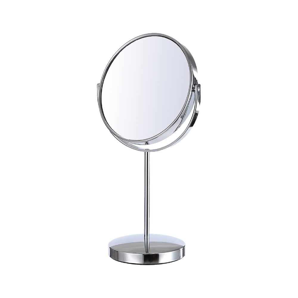 MINISO Double-Sided Makeup Mirror Glass Iron Round Tabletop Vanity Mirror, 6", Silver