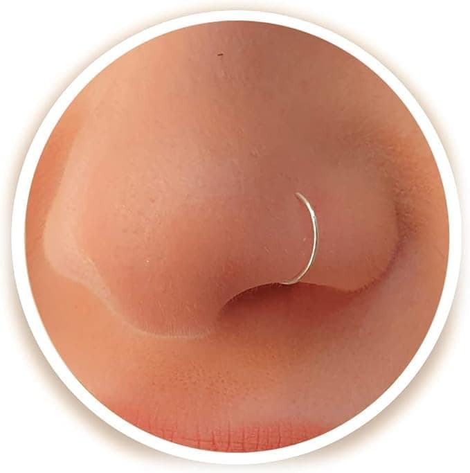 EXTRA THIN Sterling Silver Nose Rings Small Plain Nose Rings 0.6mm-8mm Tiny Nose Hoop,Silver Small Hoop Earrings,Suptum Ring,Lip Rings,Conch Daith Helix Rook Super Snug Nose Ear Lip Ring