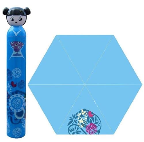 Blue China Doll Umbrella w Hard Case
