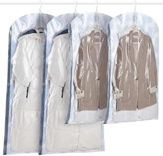 TAILI Compression Bags for Clothes, Set of 4, Hanging Vacuum Storage, Space Saving Bag, Vacuum Cleaner, Kimono Storage Bag, Moisture Proof, Closet Storage, Bag Hanger, Clothes Storage Bag, Coats,