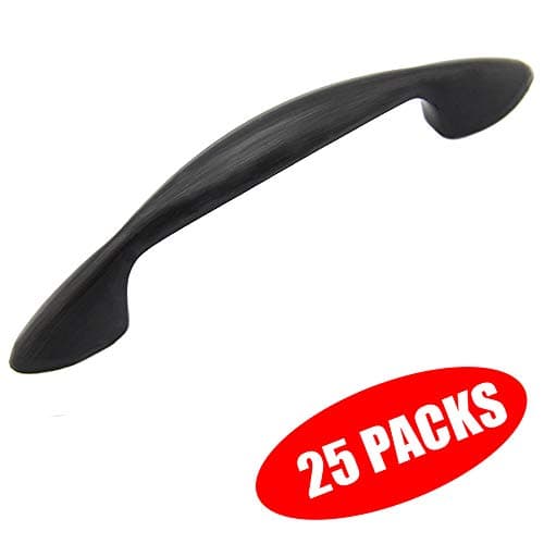 VAPSINT 25 Packs 3 Inch Hole Pitch Solid Steel Cupboard Furniture Drawer Bronze Bow Dimpled Kitchen Cabinet Hardware Handle Pulls