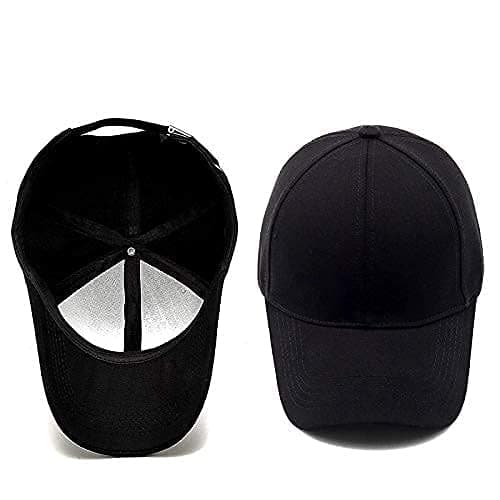 PITRESHWAR Cotton Plain Adjustable caps for Men and Women Black