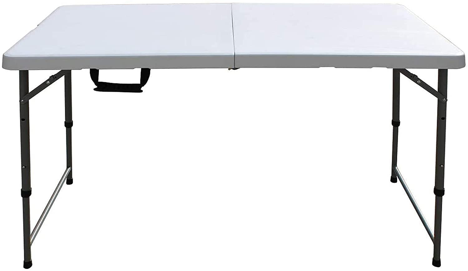 LANNY Folding Plastic Table Adjustable 2 Heights-74cm&50cm for Kitchen Restaurant Garden Patio Outside/Outdoor Inside/Indoor Party Picnic and Events - Plain White Top Size 122 * 60cm