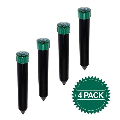 Reusable Revolution 4 Pack Sonic Mole Chaser - Battery Operated Pest Repeller Stake, Scares Away Moles, Voles, Gophers and Rats (Green & Black)