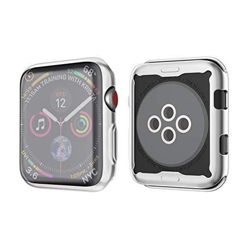 SIRUIBO Compatible with Apple Watch Series 3 Screen Protector 42mm, Soft Slim Full-Around Protective iWatch 3 Case Cover for Apple Watch Series 3 2 1, Silver
