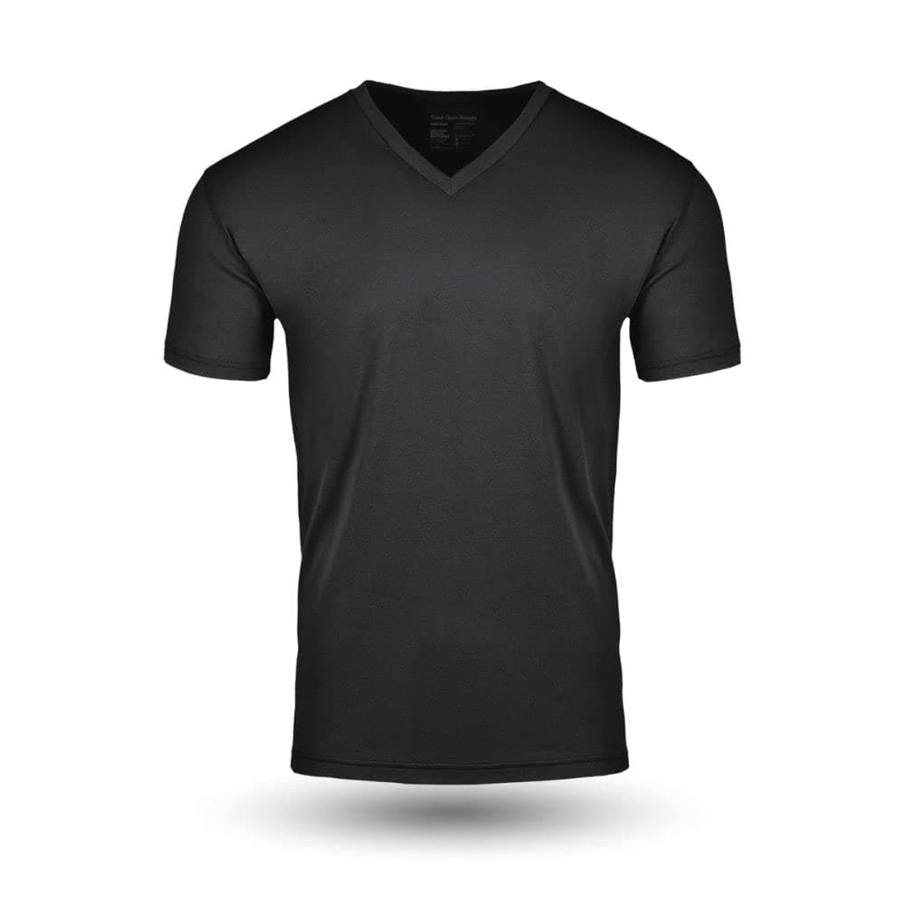 Fresh Clean ThreadsFresh Clean Threads-Black V-Neck T-Shirt for Men-Soft & Fit Mens V Neck Shirts-Cotton Poly Blend-Pre Shrunk Premium Tee, Black Pack of 1, Large