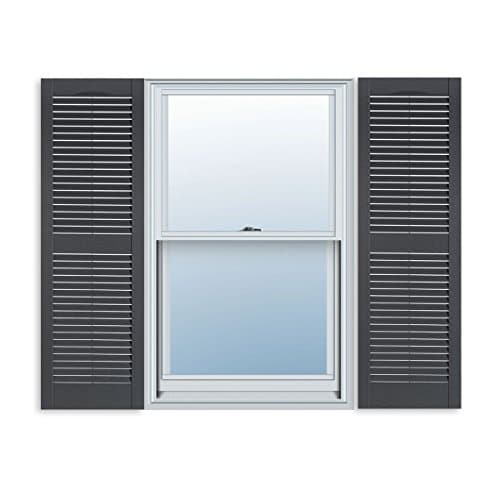 Exterior Solutions Standard Louver Exterior Vinyl Shutter, Dark Gray (Pair), 15 Inch x 51 Inch