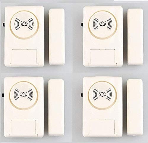NAVKAR SYSTEMS Wireless Door Window Open Alert Home Security System Siren/Alarm, Standard Size, White - Set of 4 Nos Sensors