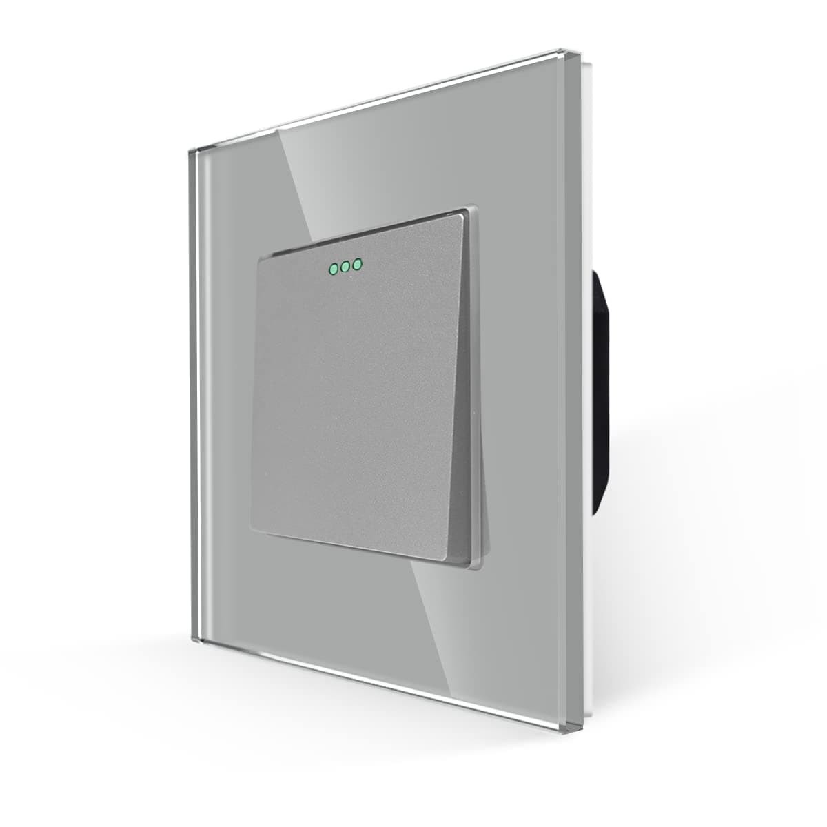 JIMEIDA Rocker Button Switch with Phosphor Dots Modern Crystal Glass Grey Wall Panel Electrical Single Light Switch, 1 Gang 2 Way, 10A 250V