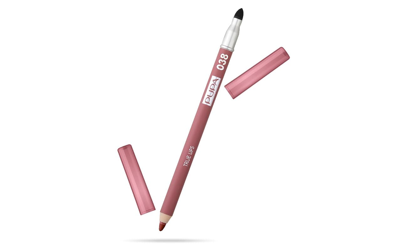 Pupa Milano True Lips Blendable Lip Liner - Dual-Ended Matte Lining Color and Brush - Light and Creamy, Hydrating, High Pigment, Smudge Proof Formula - Paraben Free - 038 Rose Nude - 0.042 oz