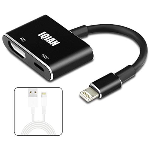 IQIAN Compatible with iPhone X 8 7 6 5 iPad iPod HDMI Adapter Converter, Digital AV Adapter, 2018 Latest Plug and Play 1080P Audio AV Connector (Charging Cable is Included) …