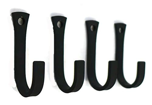 Wall mount Wrought Iron Coat Hook Set of 4
