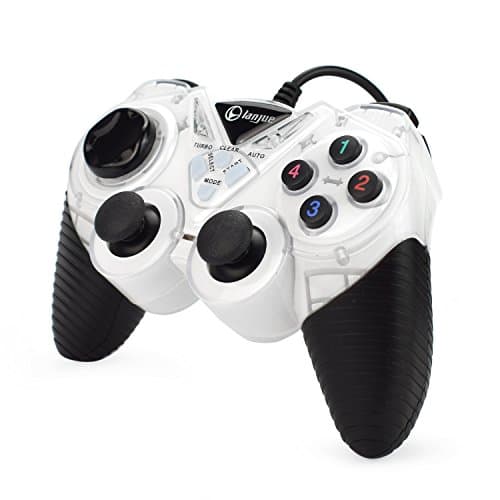 AZFUNN Dual Vibration Joystick Gamepad, USB 2.0 Wired Remote Control Game Pad Joystick for PS3 and PC Computer Laptop Window 9X/ 2000/ XP/ 7/ Vista (Black White)