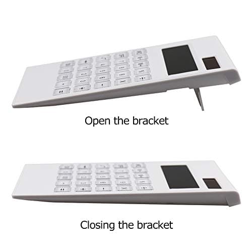 TSML Desktop Calculator, 12 Digit Optical Principle Dual Powered Standard Function, Handheld Calculator (White)