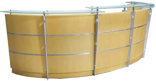 12' Curved Maple Glass Top Reception Desk
