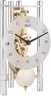 Hermle 23022X40721 Lakin Triangular Table Clock - Silver with Glass Dial & Brass Pendulum