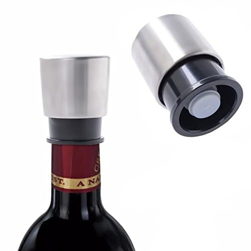 Wine Preserver Cork -Reusable Stainless Steel Cap with Pump Keep Wine Fresh - Air Tight Storage Wine Bottle Stopper