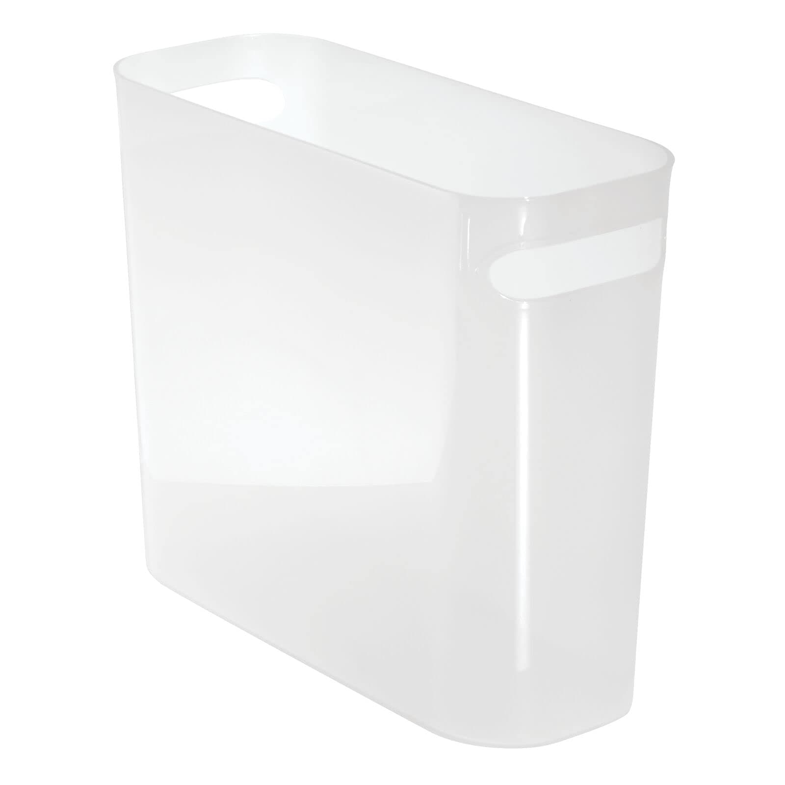 mDesign Bathroom Waste Bin - Plastic Dustbin with Handles - Modern Rubbish Bin Ideal for the Bathroom - Frost