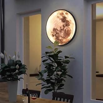 3D Moon Light Wall Sconce - Dimmable LED Lamp With Remote Control, Plug-In Mounted Ceiling Light Fixture for Living Room, Bedroom, Hallway, Foyer - Night Light (30cm/11.8in)