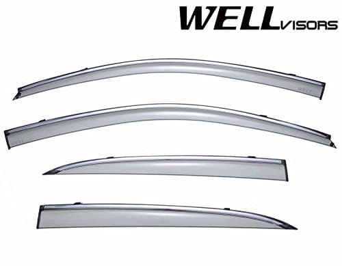 WellVisors Side Window Wind Deflector Visors - Made for and Compatible with Lexus CT200h 11-up 2011 2012 2013 2014 2015 2016 with Chrome Trim