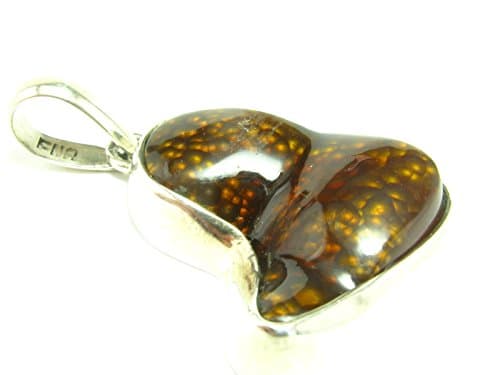 Fire Agate Sterling Silver Pendant Necklace - 1.3"