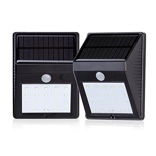 JIDI Solar Lights with Motion Sensor 2-Pack 20LED Outdoor Wall Lighting for Backyard Landscape Garden Patio Wall Pathway Street
