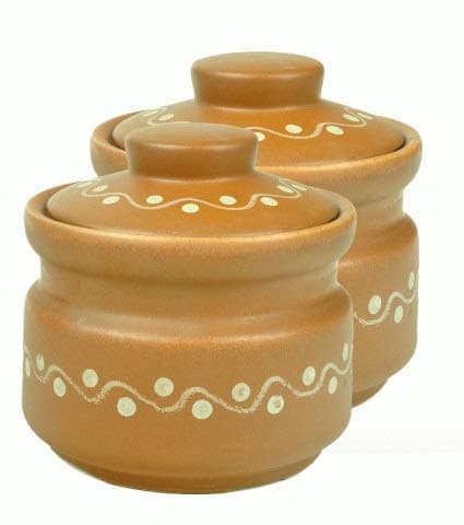 CRAFTGHARCraftghar pickle jars for kitchen storage | | jar set for kitchen | Ceramic Jars and containers set | pickle jars for kitchen | ceramic jars for kitchen storage | jars & containers Set of 2 | Each 500 ML | Brown
