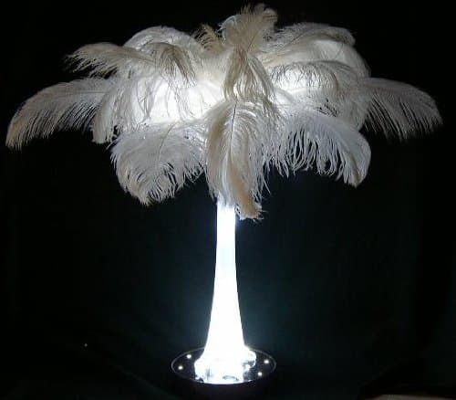 Kit for 12 Eiffel Vases with 240 Deluxe Bleach WHITE OstrichPlumes-10/15" Long-For 12 Arrangements--30" Wide--Feathers-Tops-Lights--NO VASES Included