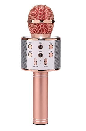 Magic Sound & FM Wireless Bluetooth Karaoke Microphone 3-in-1 Portable Speaker Machine (Rose Golden)