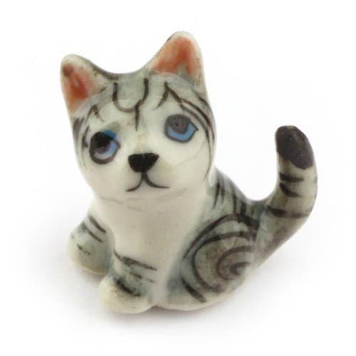 MyTinyWorld Dolls House Miniature Ceramic Grey Tabby Cat