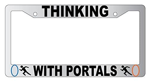 Thinking with Portals Chrome Plastic License Plate Frame Video Game Theme