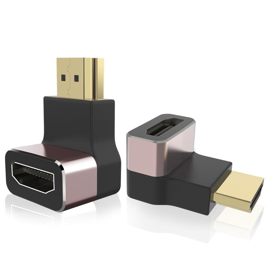 TERRIFI 2 Pack HDMI Cable Adapter, 90 Degree Adapter, HDMI Male to HDMI Female Adapter, Suitable for PC, Laptop, Projector, Monitor, TV, PS5