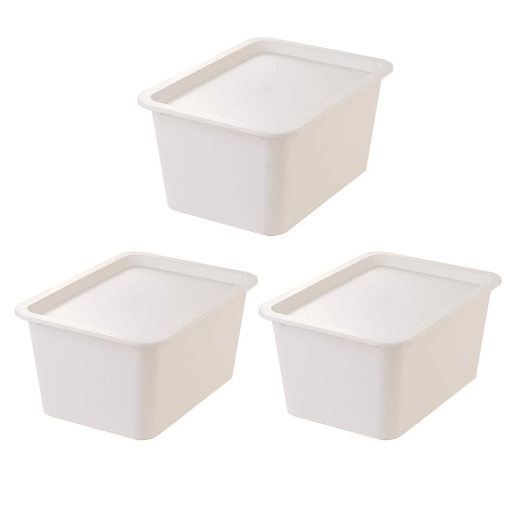 LunmoreSmall Storage Box Bin Container Cube Organizer Set Stackable Storage Basket Shelf Organizer Pack of 3