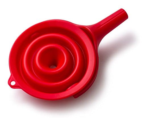 Silicone Collapsible Kitchen Funnel by Lemonade: Flexible Folding Funnel Kitchen Aid of Food-Grade Silicone| Red Foldable Funnel for Cooking, Water Bottle, Liquids, Powders| Must-Have Kitchen