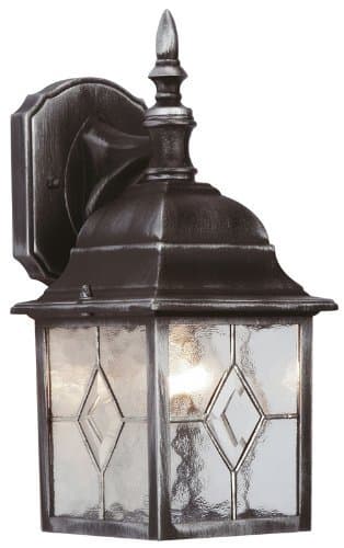 Power Master Ornate Leaded Lantern Garden Wall Light 4 Sided Silver Black Lead Effect Opaque