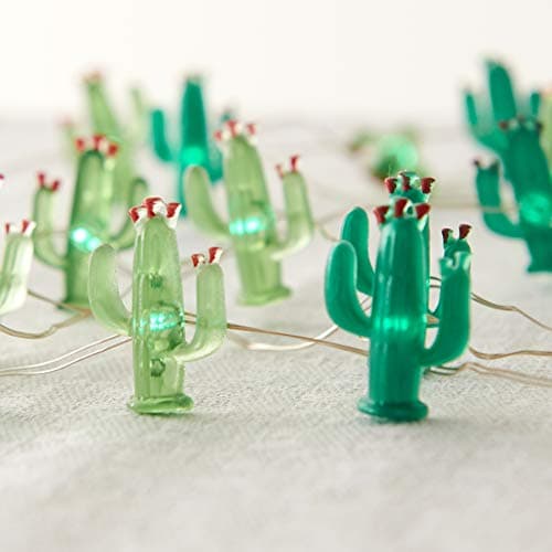 Cactus String Lights Battery Operated with Remote Green Acrylic Cactus Lights for Summer Tropical Decor