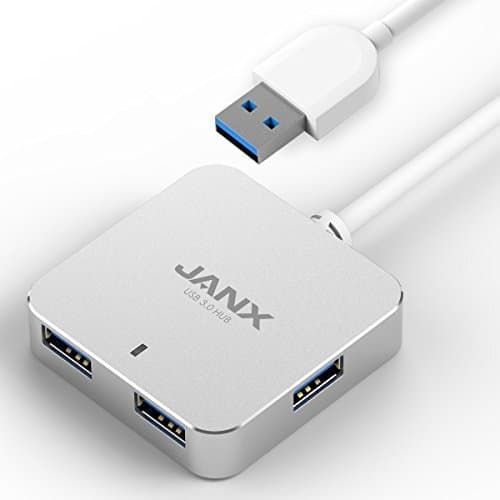 JANX USB 3.0 4-Port Compact HUB with Built-in USB 3.0 Cable - Silver