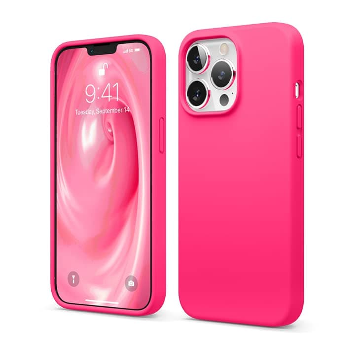 elagoCompatible with iPhone 13 Pro Case, Liquid Silicone Case, Full Body Screen Camera Protective Cover, Shockproof, Slim Phone Case, Anti-Scratch Soft Microfiber Lining, 6.1 inch (Neon Hot Pink)