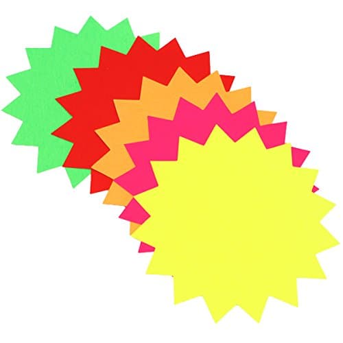 RDI Fluorescent Star Ticket Boards - Assorted (Pack of 12)