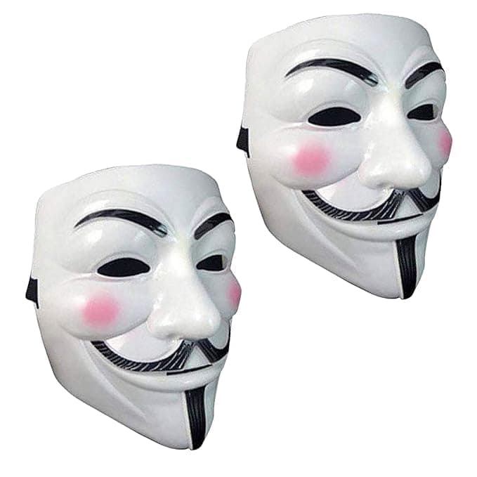 Vendetta Joker Halloween Devil Monster Horror Terror Vampire Scary White Face Mask for Kids & Adults, Halloween Costume Cosplay Party Mask, Hacker Mask