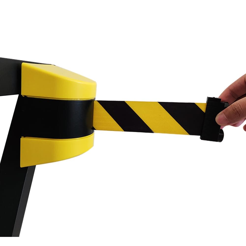– Magnetic Belt Barrier Retractable - 3/5/10m Wall Mount Queue Crowd Control Wall Barrier, Fixed Safety Cordon Barrier, Queuing Safety Tape Cordon, Airports, Banks, School(5m)